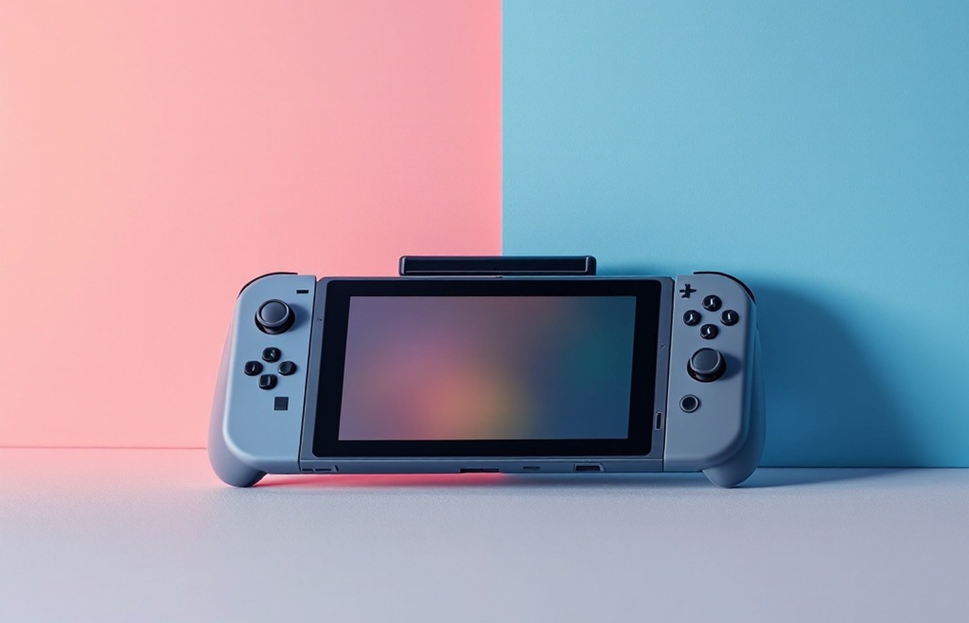 A hybrid Nintendo console with its controllers detached