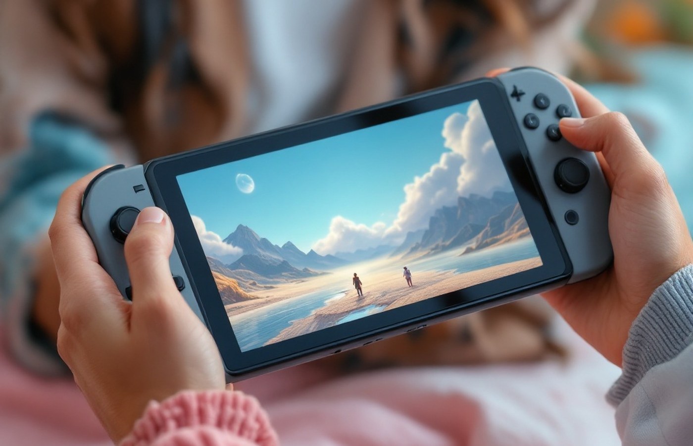 The console in handheld mode with detachable controllers