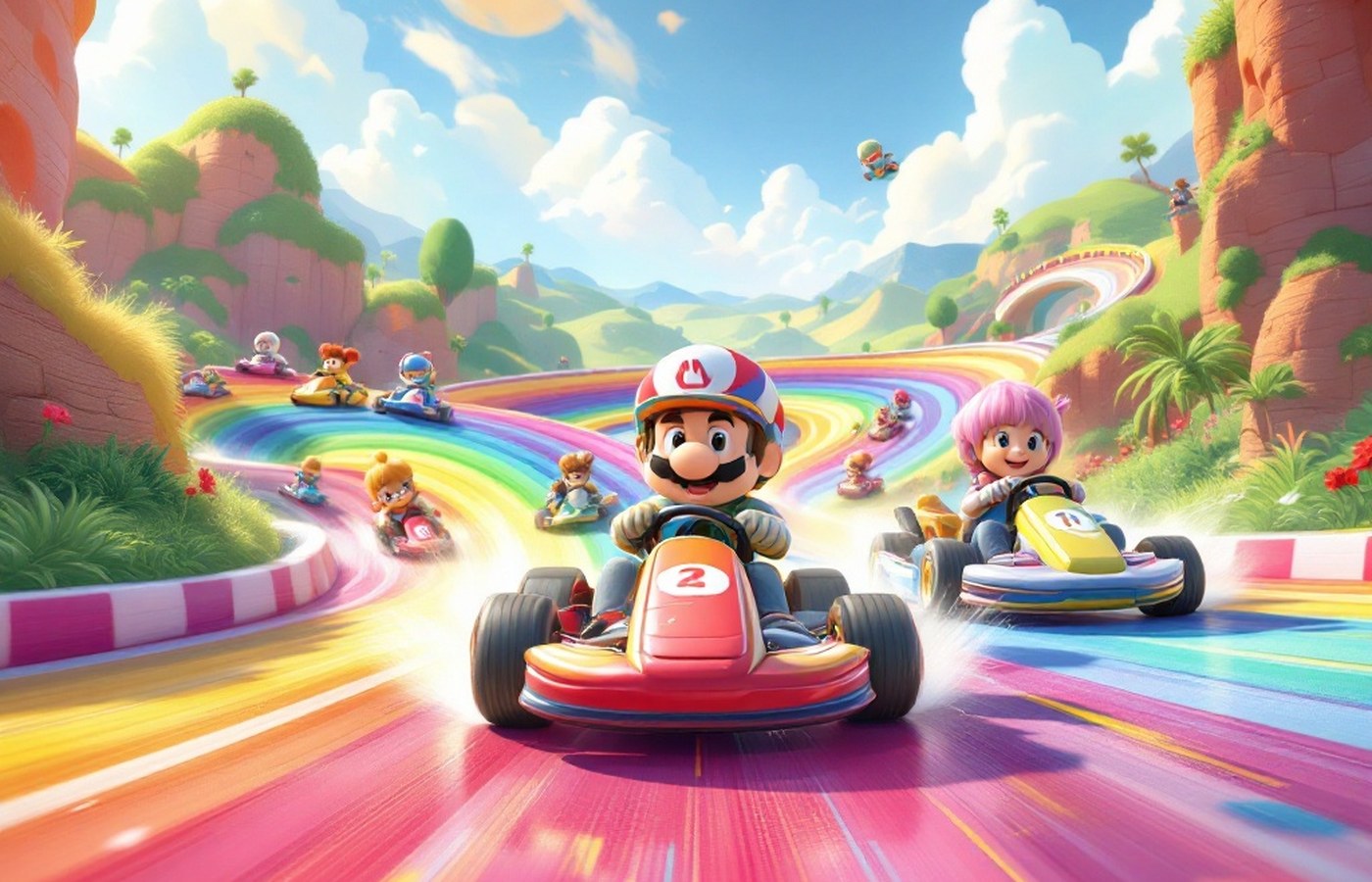 Colourful kart racing from Mario Kart 8 Deluxe